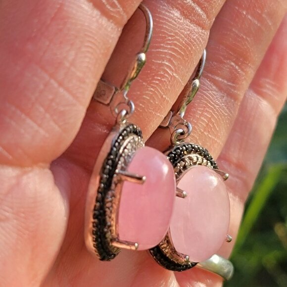 Absolutely stunning rare rose quartz black spinel diamond 925 sterling silver ea - Picture 8 of 16